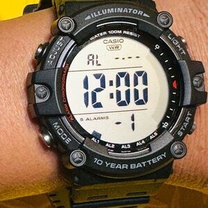 Casio Black and Gray Digital Smartwatch/3502 AE 1500 WH Stainless Steel back